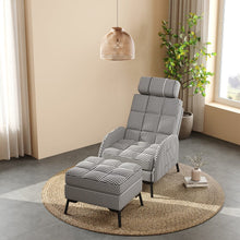 Load image into Gallery viewer, 128.5cm 180-Degree Folding Houndstooth Recliner Chair Sleeping Sofa Chair with Footstool Recliners Living and Home
