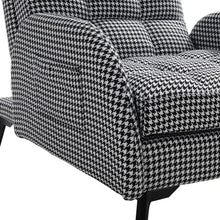 Load image into Gallery viewer, 128.5cm 180-Degree Folding Houndstooth Recliner Chair Sleeping Sofa Chair with Footstool Recliners Living and Home
