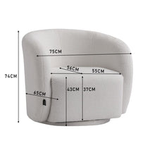Load image into Gallery viewer, 75cm Wide White Single Sofa Swivel Tub Chair Upholstered Tub Chairs Living and Home