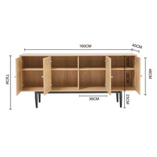 Load image into Gallery viewer, Livingandhome Modern Wood Woven 4-Door Accent Cabinet, JM2211JM2212