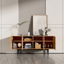Load image into Gallery viewer, Livingandhome Modern Wood Woven 4-Door Accent Cabinet, JM2211JM2212
