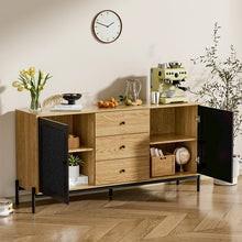 Load image into Gallery viewer, 155cm W Natural Solid Large Sideboard Rattan Cabinet with Drawers Cabinets Living and Home