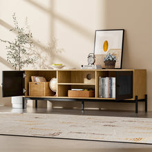Load image into Gallery viewer, 155cm W Rattan Wood TV Stand with Storage Cabinet TV Stands Living and Home