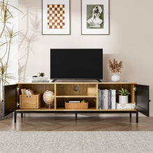 Load image into Gallery viewer, 155cm W Rattan Wood TV Stand with Storage Cabinet TV Stands Living and Home