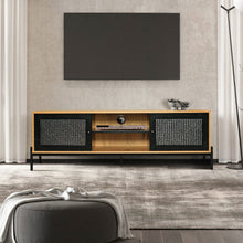 Load image into Gallery viewer, 155cm W Rattan Wood TV Stand with Storage Cabinet TV Stands Living and Home