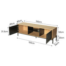 Load image into Gallery viewer, 155cm W Rattan Wood TV Stand with Storage Cabinet TV Stands Living and Home