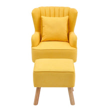Load image into Gallery viewer, Yellow/Grey Contemporary Upholstered Wingback Chair and Footstool Set Wingback Chairs Living and Home