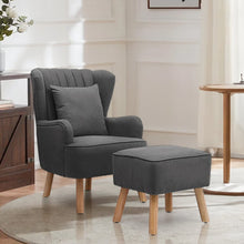 Load image into Gallery viewer, Yellow/Grey Contemporary Upholstered Wingback Chair and Footstool Set Wingback Chairs Living and Home Grey