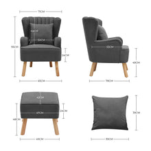 Load image into Gallery viewer, Yellow/Grey Contemporary Upholstered Wingback Chair and Footstool Set Wingback Chairs Living and Home