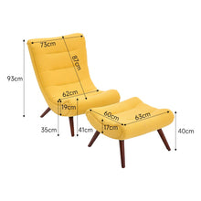 Load image into Gallery viewer, Modern Yellow Curved Accent Recliner with Ottoman Recliners Living and Home
