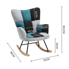 Load image into Gallery viewer, 3ft Patchwork Upholstered Rocking Chair with Metal Legs Wooden Skates Rocking Chairs Living and Home
