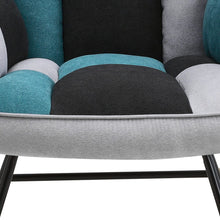 Load image into Gallery viewer, 3ft Patchwork Upholstered Rocking Chair with Metal Legs Wooden Skates Rocking Chairs Living and Home