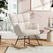 Load image into Gallery viewer, 3ft Patchwork Upholstered Rocking Chair with Wooden Skates Rocking Chairs Living and Home White