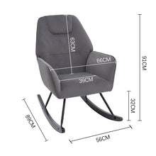 Load image into Gallery viewer, Modern Grey Rocking Chair with Velvet Upholstered