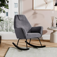 Load image into Gallery viewer, Modern Grey Rocking Chair with Velvet Upholstered