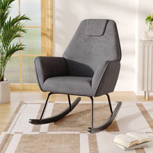 Load image into Gallery viewer, Modern Grey Rocking Chair with Velvet Upholstered