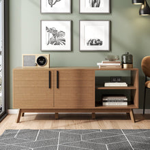 Load image into Gallery viewer, Wooden TV Stand with Storage Cabinet and Open Shelves Living and Home