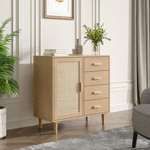 Load image into Gallery viewer, Wood and Rattan Accent Side Cabinet Living and Home