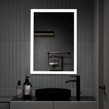 Load image into Gallery viewer, Anti-Fog Aluminum LED Touch Switch Bathroom Vanity Mirror with Clock Bathroom Mirrors Living and Home