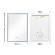 Load image into Gallery viewer, Anti-Fog Aluminum LED Touch Switch Bathroom Vanity Mirror with Clock Bathroom Mirrors Living and Home