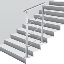Load image into Gallery viewer, Silver Floor Mount Stainless Steel Handrail for Slopes and Stairs Living and Home