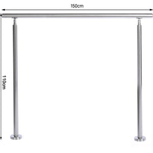 Load image into Gallery viewer, 150cm Wide Silver Floor Mount Stainless Steel Handrail for Slopes and Stairs Garden Fences & Wall Hedges Living and Home Without Cross Bar