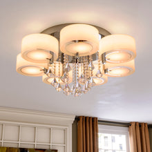 Load image into Gallery viewer, Ceiling Light Semi-Flush Mount, Cylindrical Acrylic Lampshades, Crystal Drops Ceiling Lights Living and Home 7 cylindrical shades