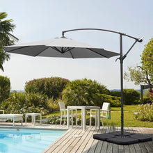 Load image into Gallery viewer, 3M Light Grey Sun Parasol Hanging Banana Umbrella Outdoor Sun Shade Parasols Living and Home Cross base+Petal water tank base