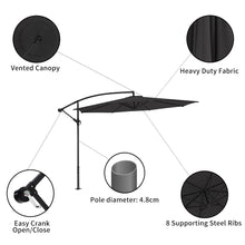 Load image into Gallery viewer, 3M Black Sun Parasol Hanging Banana Umbrella Parasols Living and Home