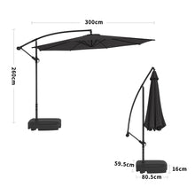 Load image into Gallery viewer, 3M Black Sun Parasol Hanging Banana Umbrella Parasols Living and Home