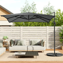 Load image into Gallery viewer, Large Square Canopy Rotating Outdoor Cantilever Parasol with Base
