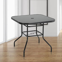 Load image into Gallery viewer, Metallic and Tempered Glass Garden Table with Parasol Hole Outdoor