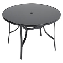 Load image into Gallery viewer, Metallic and Tempered Glass Garden Table with Parasol Hole Outdoor