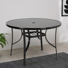 Load image into Gallery viewer, Metallic and Tempered Glass Garden Table with Parasol Hole Outdoor