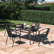 Load image into Gallery viewer, Outdoor Tempered Glass Garden Table with Four Rattan Chairs