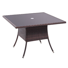 Load image into Gallery viewer, Garden Wicker Tempered Glass Table with Parasol Hole