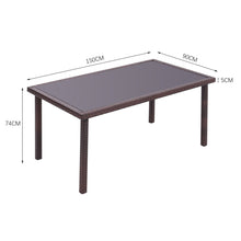 Load image into Gallery viewer, 150cm Width Garden Table Dining Patio Outdoor Table Rectangle Table Black/Brown Garden Dining Tables Living and Home