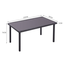Load image into Gallery viewer, 150cm Width Garden Table Dining Patio Outdoor Table Rectangle Table Black/Brown Garden Dining Tables Living and Home