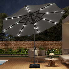 Load image into Gallery viewer, Dark Grey 3m Iron Garden Parasol Sun Umbrella With Solar LED Lights