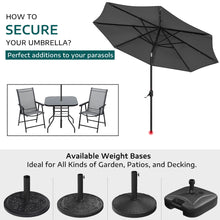Load image into Gallery viewer, Black 3m Iron Garden Parasol Sun Umbrella With Solar LED Lights Parasols & Rain Umbrellas Living and Home