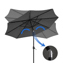 Load image into Gallery viewer, Black 3m Iron Garden Parasol Sun Umbrella With Solar LED Lights Parasols & Rain Umbrellas Living and Home