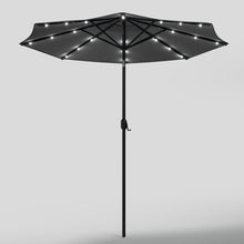 Load image into Gallery viewer, Black 3m Iron Garden Parasol Sun Umbrella With Solar LED Lights Parasols & Rain Umbrellas Living and Home