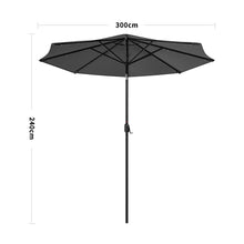 Load image into Gallery viewer, Black 3m Iron Garden Parasol Sun Umbrella With Solar LED Lights Parasols & Rain Umbrellas Living and Home Only parasol