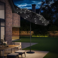 Load image into Gallery viewer, Dark Grey 3m Iron Garden Parasol Sun Umbrella With Solar LED Lights Parasols Living and Home