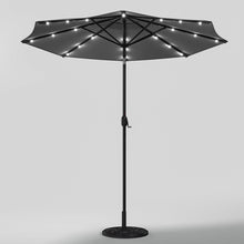 Load image into Gallery viewer, Black 3m Iron Garden Parasol Sun Umbrella With Solar LED Lights Parasols & Rain Umbrellas Living and Home