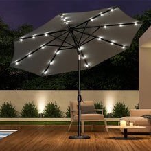 Load image into Gallery viewer, Black 3m Iron Garden Parasol Sun Umbrella With Solar LED Lights Parasols & Rain Umbrellas Living and Home