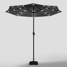 Load image into Gallery viewer, Black 3m Iron Garden Parasol Sun Umbrella With Solar LED Lights Parasols & Rain Umbrellas Living and Home
