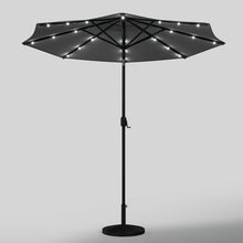 Load image into Gallery viewer, Black 3m Iron Garden Parasol Sun Umbrella With Solar LED Lights Parasols & Rain Umbrellas Living and Home