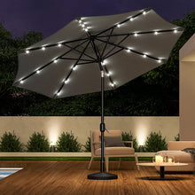 Load image into Gallery viewer, Black 3m Iron Garden Parasol Sun Umbrella With Solar LED Lights Parasols & Rain Umbrellas Living and Home