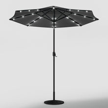 Load image into Gallery viewer, Black 3m Iron Garden Parasol Sun Umbrella With Solar LED Lights Parasols & Rain Umbrellas Living and Home
